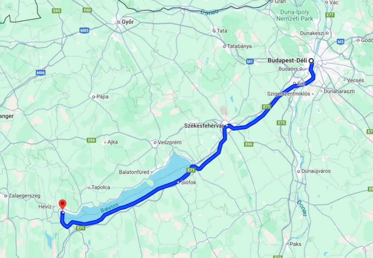 Linie de cale ferată de la Budapesta via Siofok la Keszethely